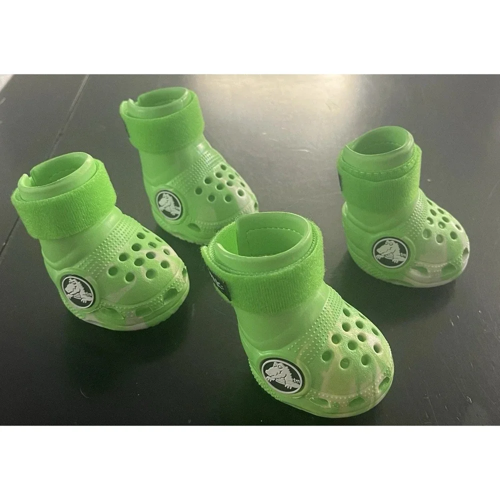 Limited Edition Crocs Dog Boots Lime Green Used No Box. Beach Crocs For Pets‎